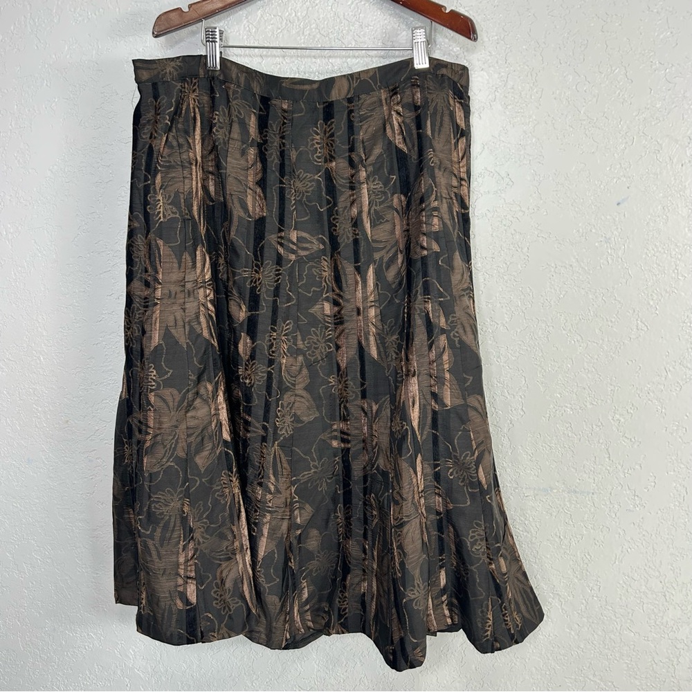 Coldwater Creek Feminine Flocked A-Line Paisley Black Velvet Skirt Plus Size 18